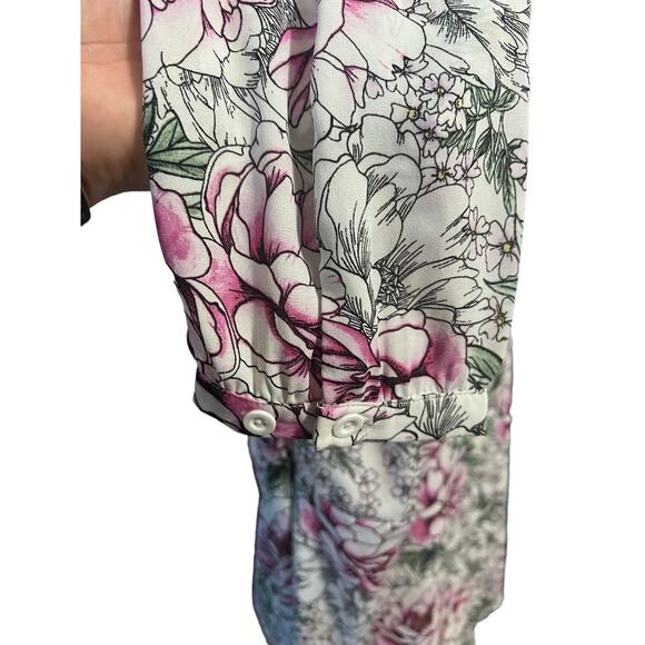 Torrid Womens Plus Size White Pink Floral Georgette Bow Tie Blouse, Size 1 (1X) - Picture 5 of 9